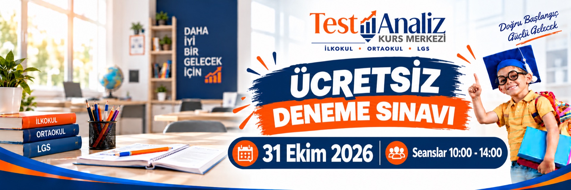 Test Analiz Kurs Merkezi — Ücretsiz Deneme Sınavı, 31 Ekim 2026, Seanslar 10:00 - 14:00